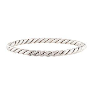DAVID YURMAN DIAMOND STERLING SILVER 925 HINGED STAX CABLE BRACELET